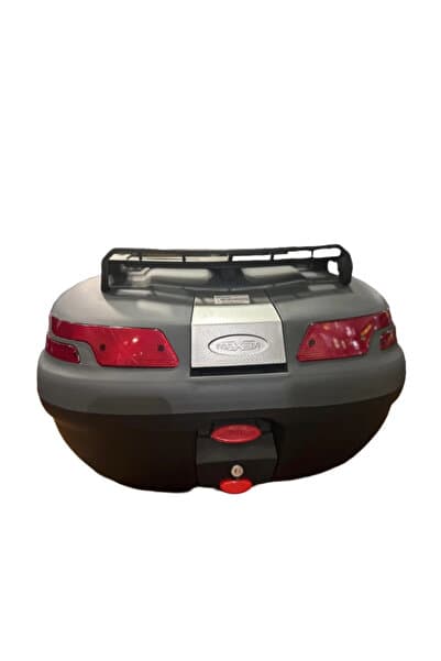 Maxem Motosiklet Arka Çanta 45 Litre Sırt Dayama ve Üst Tabla Full Set Gri