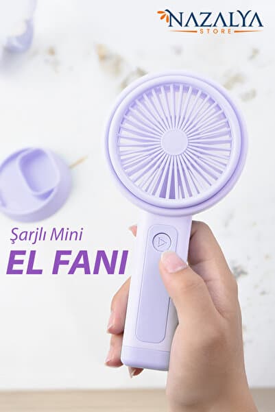 Nazalya Telefon Standlı Taşınabilir El Masa Fanı - Mini Vantilatör Masaüstü Şarjlı Soğutucu