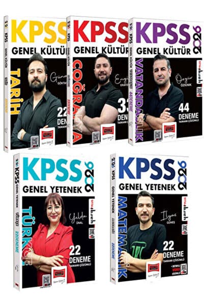 Yargı Yayınları Yargı Yayınları 2026 KPSS GK-GY Tüm Dersler Tamamı Çözümlü Deneme Seti (5 Kitap)