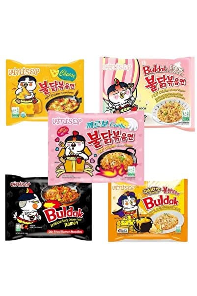 vinisep 5 Adet Set Buldak Ramen Helal Damgalı Kore Makarna Orjinal