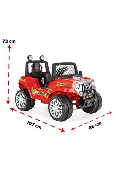 PİLSAN Ranger 2025 Model Direksiyondan Kontrollü Akülü Araba 12 Volt (UZAKTAN KUMANDALI) Kırmızı