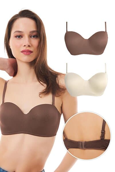 Cottonhill Balenli Toparlayıcı Dolgusuz Straplez Sütyen 2'li Paket-2