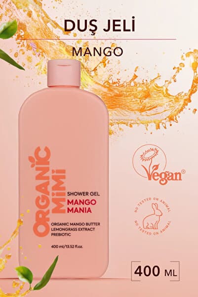 ORGANİC MİMİ Duş Jeli Mango Mania, Mango & Lemongrass Vücut Şampuanı, 400 ml
