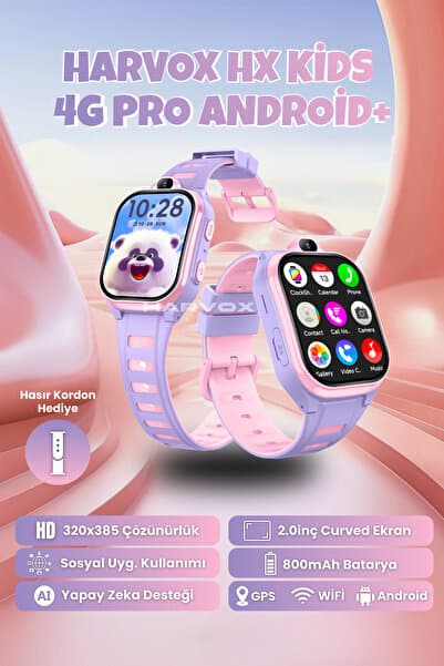 HARVOX HX Kids 4G Pro+ Android Sim Kartlı Gps Akıllı Çocuk Saati Konum Takibi Görüntülü Konuşma 4G Destekli
