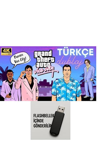 Tigdes GTA Vice City Türkçe Dublaj PC Oyunu | 4K Yenilenmiş | Kuruluma Hazır Flash Bellek | Windows