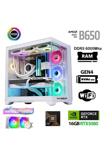 Xaser Velox x320 Ryzen 7 9800X3D 64GB DDR5 Ram 2TB M.2 NVMe SSD 16GB RTX5080 Masaüstü Oyuncu Bilgisa