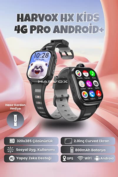 HARVOX HX Kids 4G Pro+ Android Sim Kartlı Gps Akıllı Çocuk Saati Konum Takibi Görüntülü Konuşma 4G Destekli