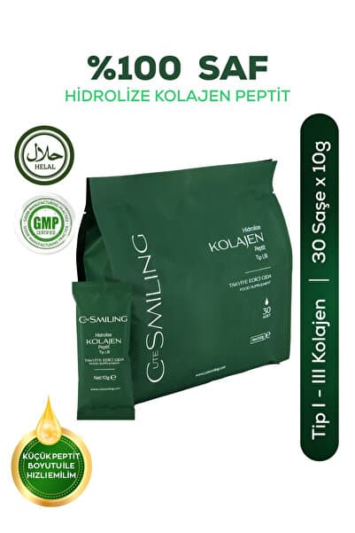 Kolajen Peptit 10gr x 30adet Tip 1 - 3 , Tek kullanımlık Saşe , Helal Toz Gıda Takviyesi , Collagen