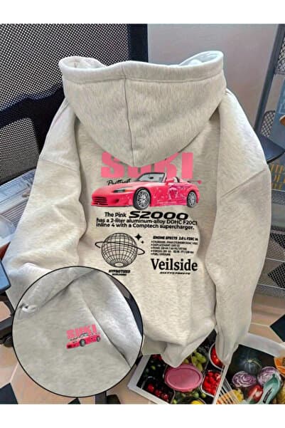 Framgan Kadın Suki Baskılı Pamuklu Oversize Kapüşonlu Sweatshirt Hoodie