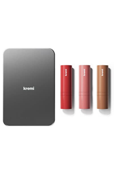Kremi Allık Ruj Göz Farı Kiss&Blush 3lü Set Metal Kutu I Makyaj Makeup | Stick | Seramid Skualen Vitamin E