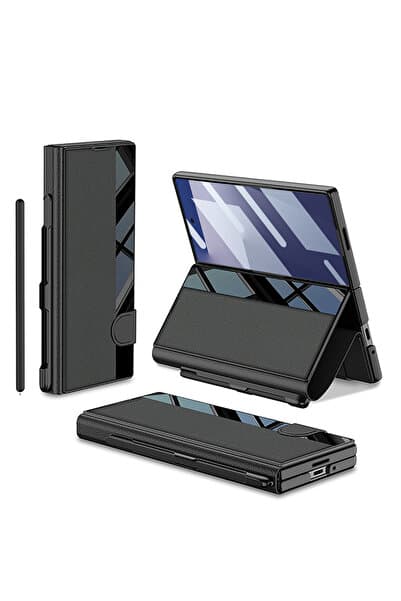 Rivor Samsung Galaxy Z Fold 7 Uyumlu Kılıf Kamera Korumalı Aynalı Kalem Bölmeli Şık Premium Sert Kapak