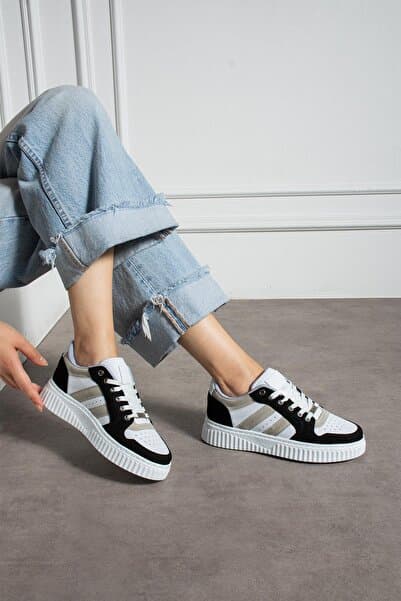 L.A Polo Beyaz Siyah Günlük Kadın Sneaker