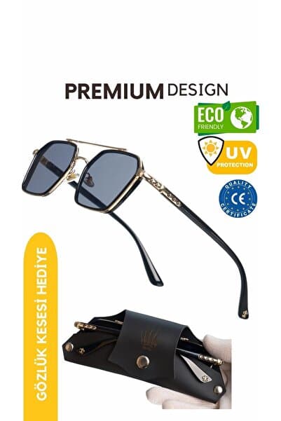 Güneş Gözlüğü Kadın & Erkek Uv400 Cam Ce Belgeli Gold Siyah Re0039w
