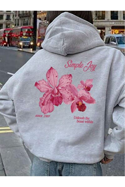 Framgan Unisex Y2k Erkek/Kadın Simple Joy Baskılı Kapüşonlu Pamuklu Pinterest Sweatshirt Hoodie