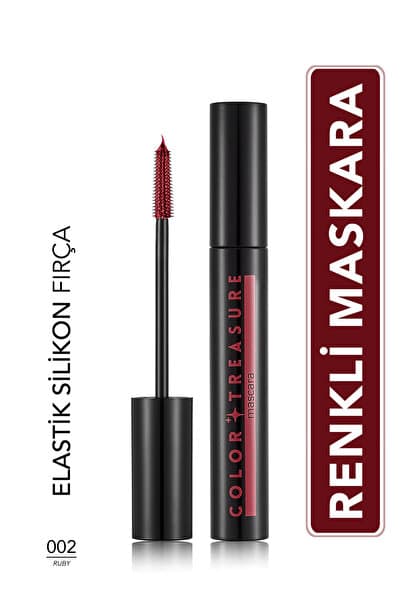 Flormar Color Treasure Hacim Veren & Yüksek Pigmentli Renkli Maskara (002 Ruby) 8682536100359