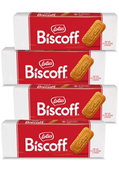 Lotus Biscoff 250 g x 4 (Toplam 1 kg) – Orijinal Belçika Karamelize Bisküvi, Ekonomik Paket