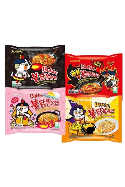 samyang Spicy Hot Chicken Ramen 4 Flavor Variety Pack - Korean Buldak Ramen Noodles 4adet