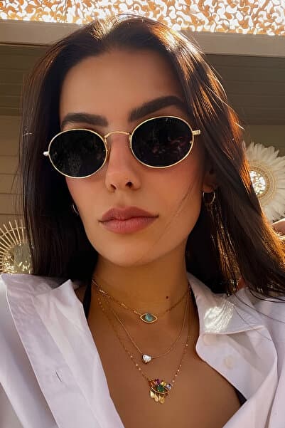 Chunky Frame Unisex Elips Siyah Yeni Sezon Güneş Gözüğü