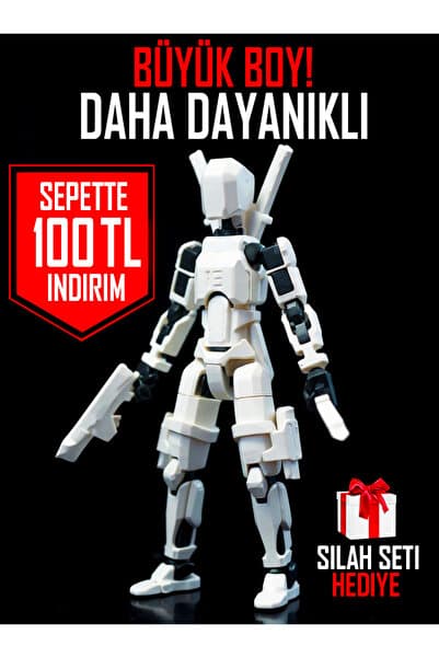 Robot Dummy Yeni Version Robot Dummy Titan 13 Tüm Eklemleri Hareketli Aksiyon Figürü T13 Robot Beyaz