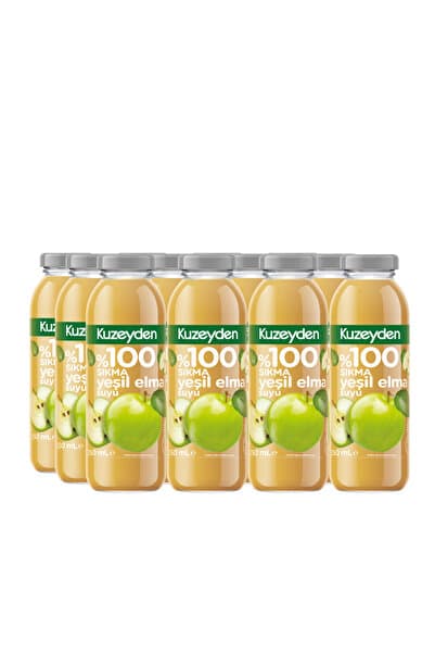 KUZEYDEN %100 Sıkma Yeşil Elma Suyu | 12x250ml | İlave şeker, katkı ve koruyucu madde içermez | 12 Adet