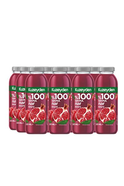 KUZEYDEN %100 Sıkma Nar Suyu | 12x250ml | İlave şeker, katkı ve koruyucu madde içermez | 12 Adet