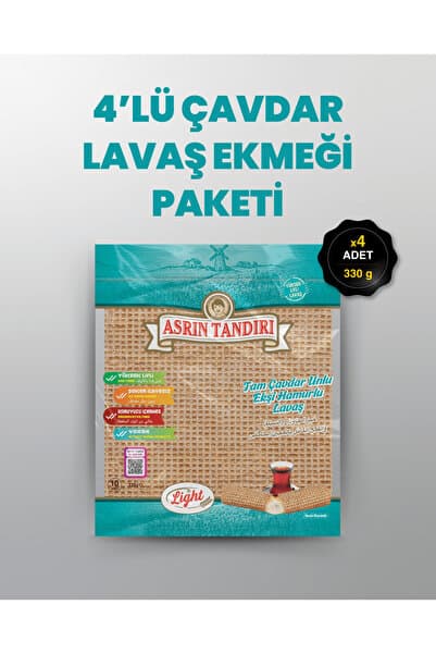 Asrın Tandırı 4'LÜ PAKET ( 4 Paket Paket Ekşi Hamurlu Çavdar Lavaş Tandır Ekmeği (diyabetik Ekmek) 330 Gr.)