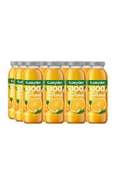 KUZEYDEN %100 Sıkma Portakal Suyu | 12x250ml | İlave şeker, katkı ve koruyucu madde içermez | 12 Adet