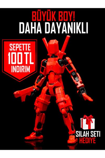 Robot Dummy Yeni Version Robot Dummy Titan 13 Tüm Eklemleri Hareketli Aksiyon Figürü T13 Robot Kırmızı