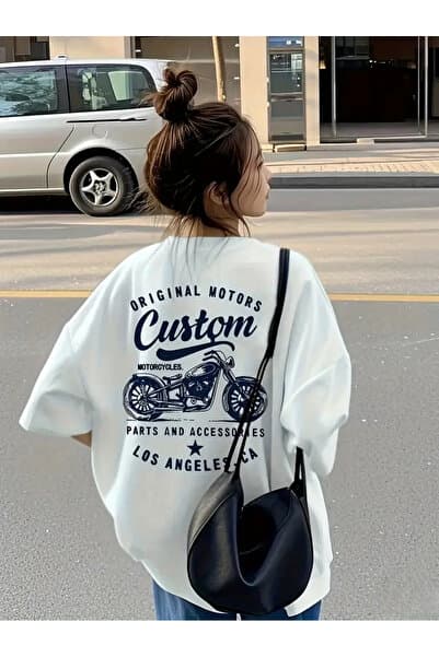 Marco Fresco Unisex Günlük Kısa Kollu Motor Baskılı Genç Oversize Tshirt