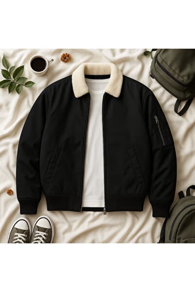 OTAKU Unisex Peluş Yaka Oversize Bomber Ceket
