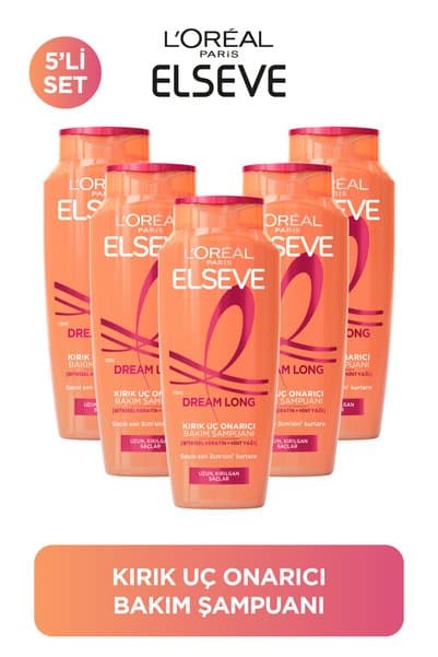 Elseve 5'li L'Oreal Paris Elseve Dream Long Kırık Uç Onarıcı Bakım Şampuanı 400 ml