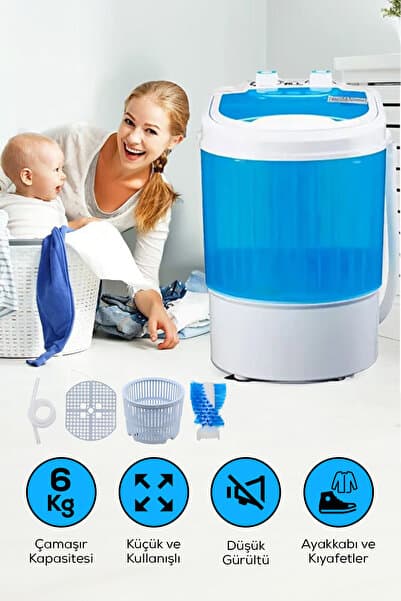 ALFAGİFT 6 Kg Mini Çamaşır ve Ayakkabı Yıkama Makinesi Sessiz Taşınabilir Ayakkabı Temizleyici