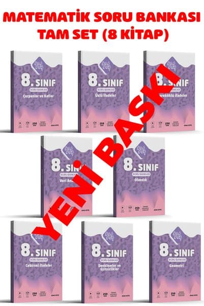 YOK YOK YAYINLARI 8. SINIF LGS MATEMATİK SORU BANKASI TAM SET - TOPLAM 2000 SORU 8 KİTAP