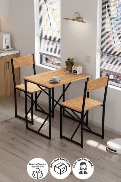 Bofigo 2li Mutfak Seti Mutfak Masa ve Sandalye Seti Balkon Masası Cafe Seti Maysa Çam