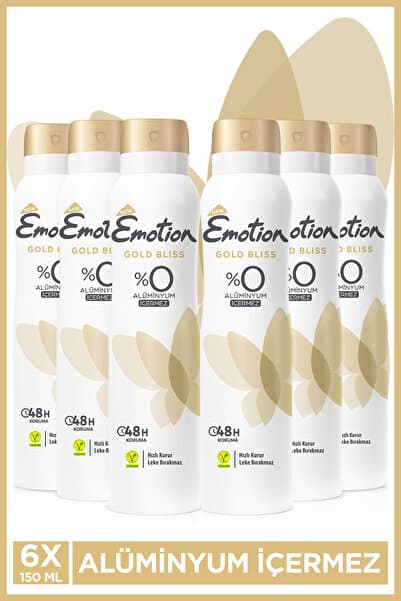Emotion Gold Bliss Kadın Alüminyumsuz Vegan Deodorant 6x150 Ml Hızlı Kurur , Leke Bırakmaz