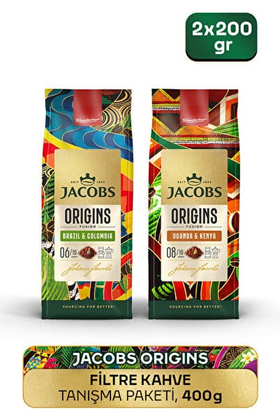 Jacobs Origins Brazil & Colombia + Uganda & Kenya Filtre Kahve 200gr 2'li Paket