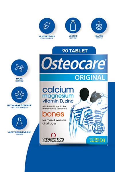 Osteocare Kalsiyum, Magnezyum, Çinko, D Vitamini İçeren Kemik Saglıgı Vıtamını 90 Tablet