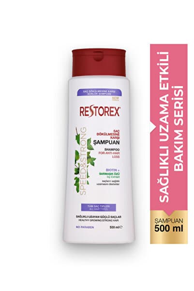 Restorex Speed Strong Saç Dökülmesine Karşı Şampuan 500 ml - Sarmaşık Özlü, Sağlıklı Uzama, Dökülme Karşıtı