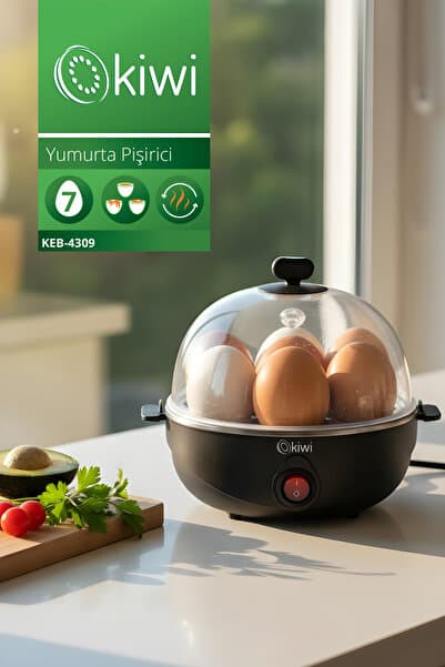Kiwi Keb-4309 7 Yumurtalık Yumurta Pişirici – Ölçü Kabı, Delici ve Çıkarılabilir Tepsi, Buharlı Kapak