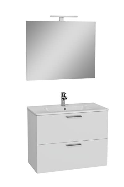 VitrA Mia 75024 Banyo Dolabı Seti, Çekmeceli, 80 cm, Parlak Beyaz