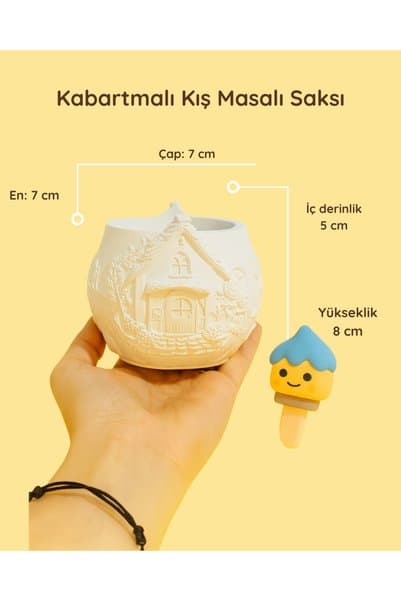 colorbuddie Boyanabilir Kabartmalı Kış Masalı Saksı – Güçlendirilmiş Seramik Dekoratif Obje