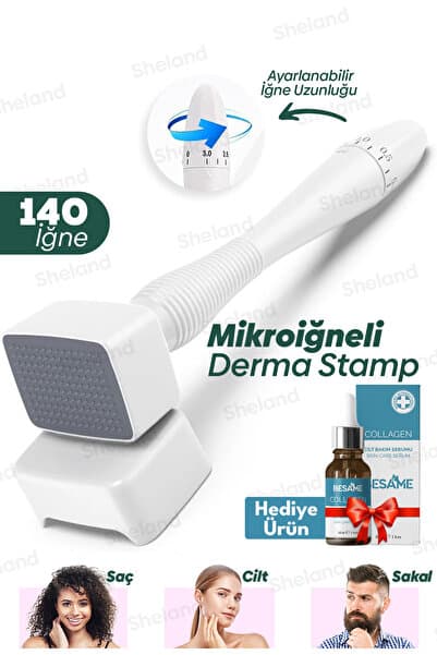 Sheland Dermastamp 140 Titanyum İğneli , Collagen Serum - Ayarlanabilir 10 İğne 0.25 mm - 3.00 mm