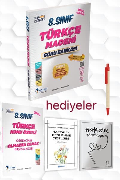 Saydam Yayınları 2026 SAYDAM YAYINLARI 8.SINIF LGS TÜRKÇE MADENİ SORU BANKASI VE HEDİYELER