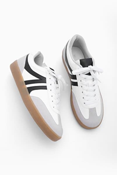 Kadın Sneaker Bağcıklı Düz Taban Spor Ayakkabı Tiyone Beyaz