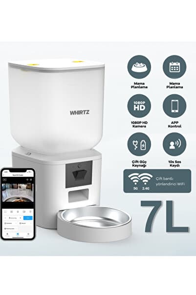 WR-PT-1001 Kameralı & Ses Kontrollü 7 Litre Akıllı Mama Kabı – Otomatik Besleme Çözümü
