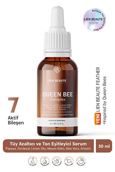 Lien Beaute Kraliçe Arı Tüy Azaltıcı ve Ton Eşitleyici Serum Formik Asit Papaya Zerdeçal Limon Otu