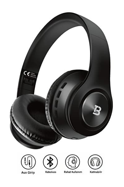 Tech&bello accessories Kablosuz Kulaküstü Bluetooth Kulaklık Stereo-Mikrofon-aux HK-036