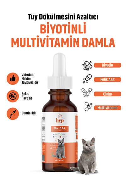 BVP Plus B Kedi Tüy Dökülme Önleyici & Deri Bakım Multivitamin Damla 50 ml