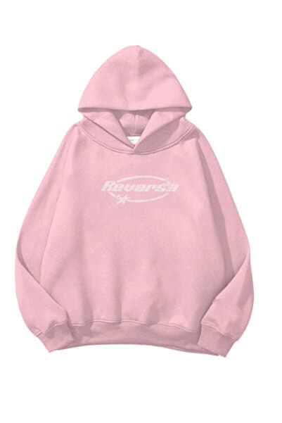 LOVES AGAZA Pembe Reverse Taşlı Oversize Sweatshirt