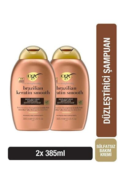 OGX Brazilian Keratin Smooth Sülfatsız Şampuan 385 ml x2